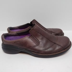 Merrell Bracken brown leather mule loafer